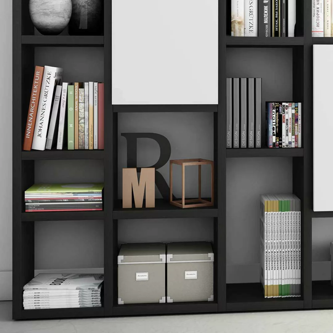 Design Regal Türen mit Weiß und Eiche Schwarz Braun günstig online kaufen