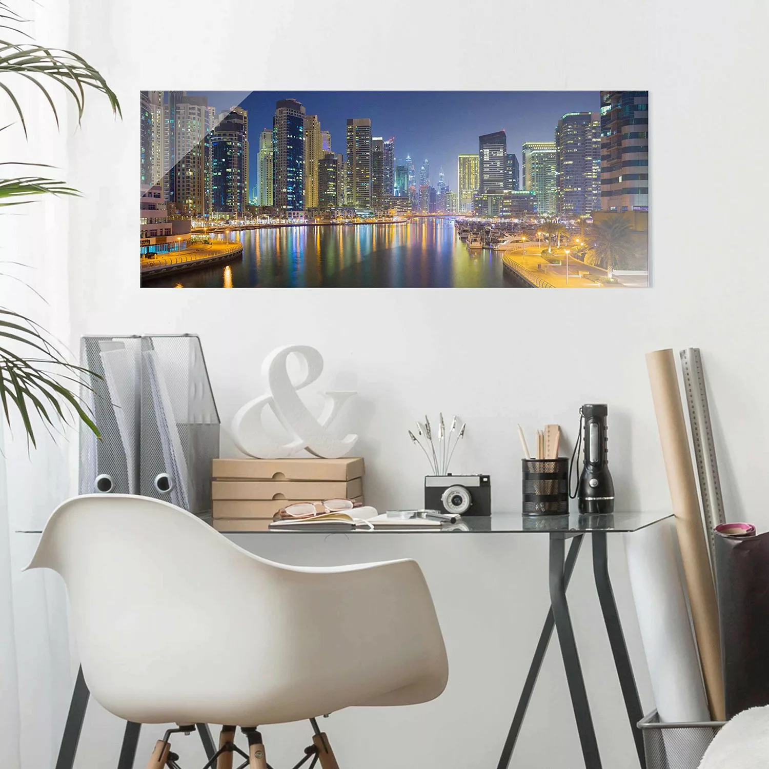 home24 Glasbild Dubai Nacht Skyline günstig online kaufen