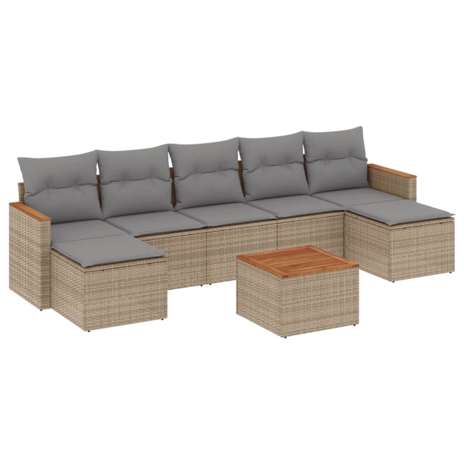 vidaXL 8-Tlg Garten-Sofagarnitur mit Kissen Beige Poly Rattan 3226241 günstig online kaufen