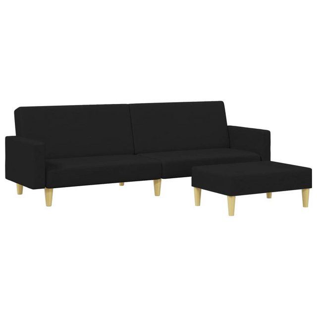 vidaXL Sofa Schlafsofa 2-Sitzer mit Fußhocker Schwarz Stoff günstig online kaufen