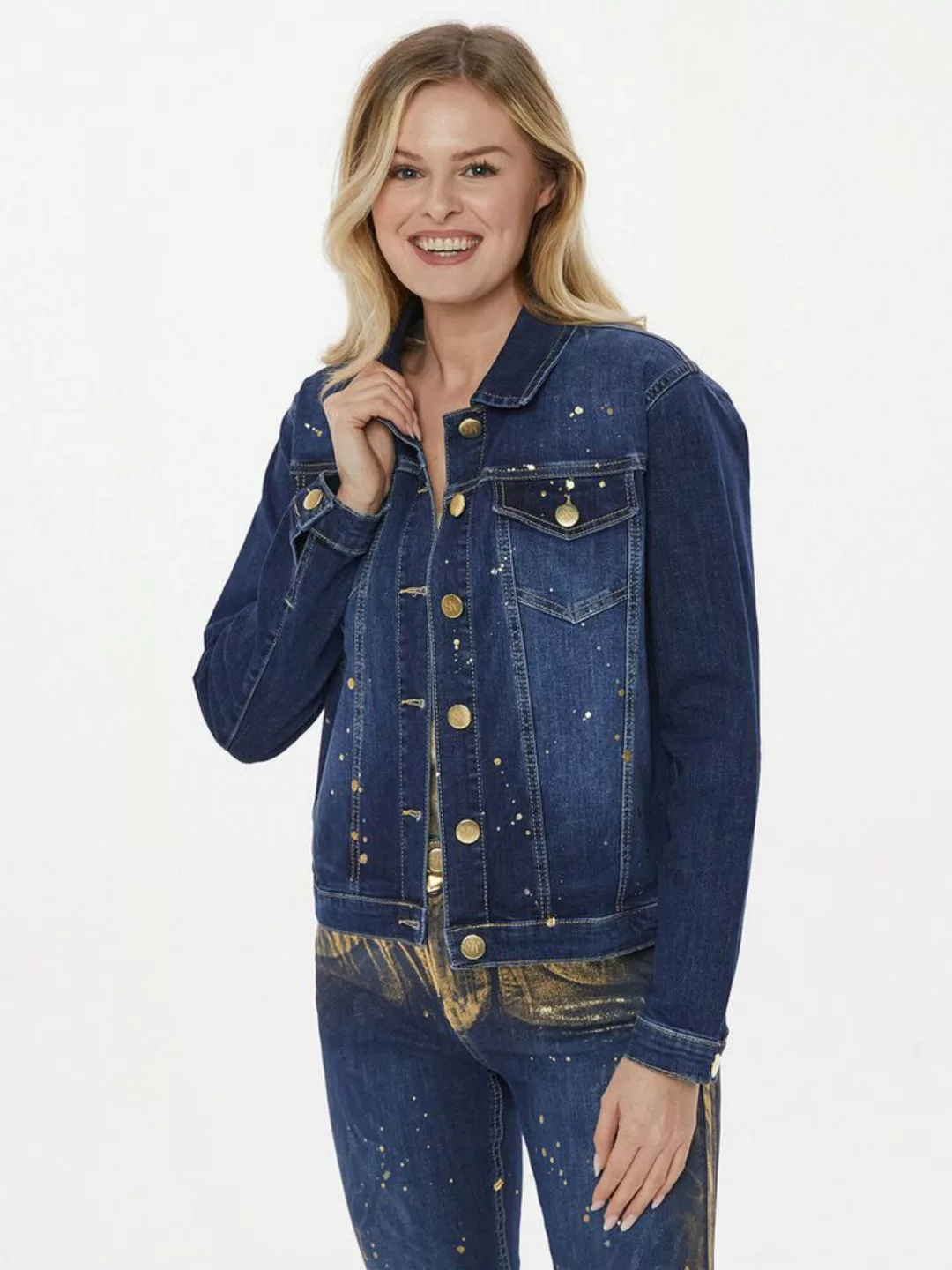 Sarah Kern Jeansjacke Denimjacke figurbetont mit allover Paintingeffekte in günstig online kaufen