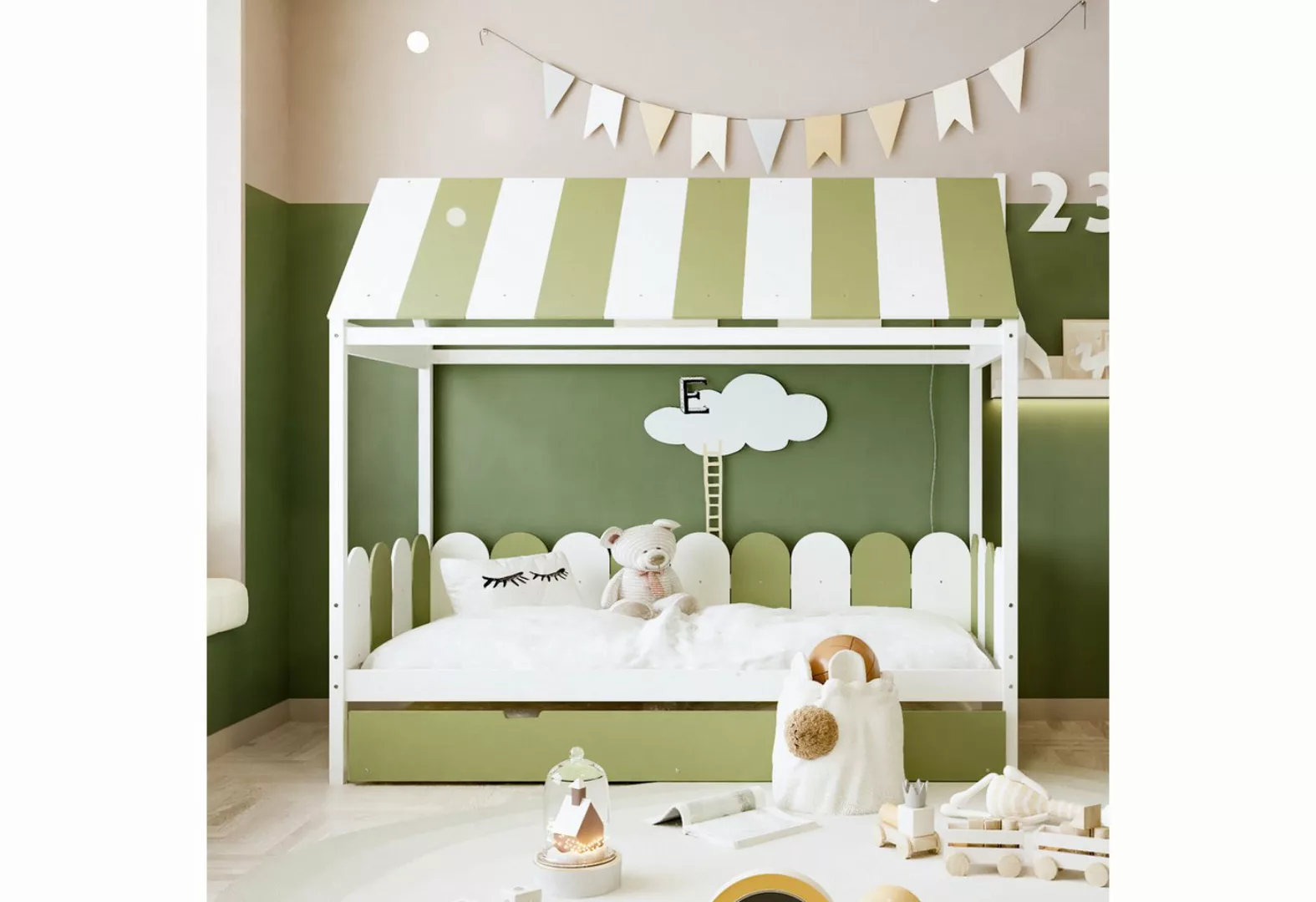 IDEASY Prinzessinbett Kinderbett 90x190 cm, mit Ausziehbett, mit Himmel, (D günstig online kaufen