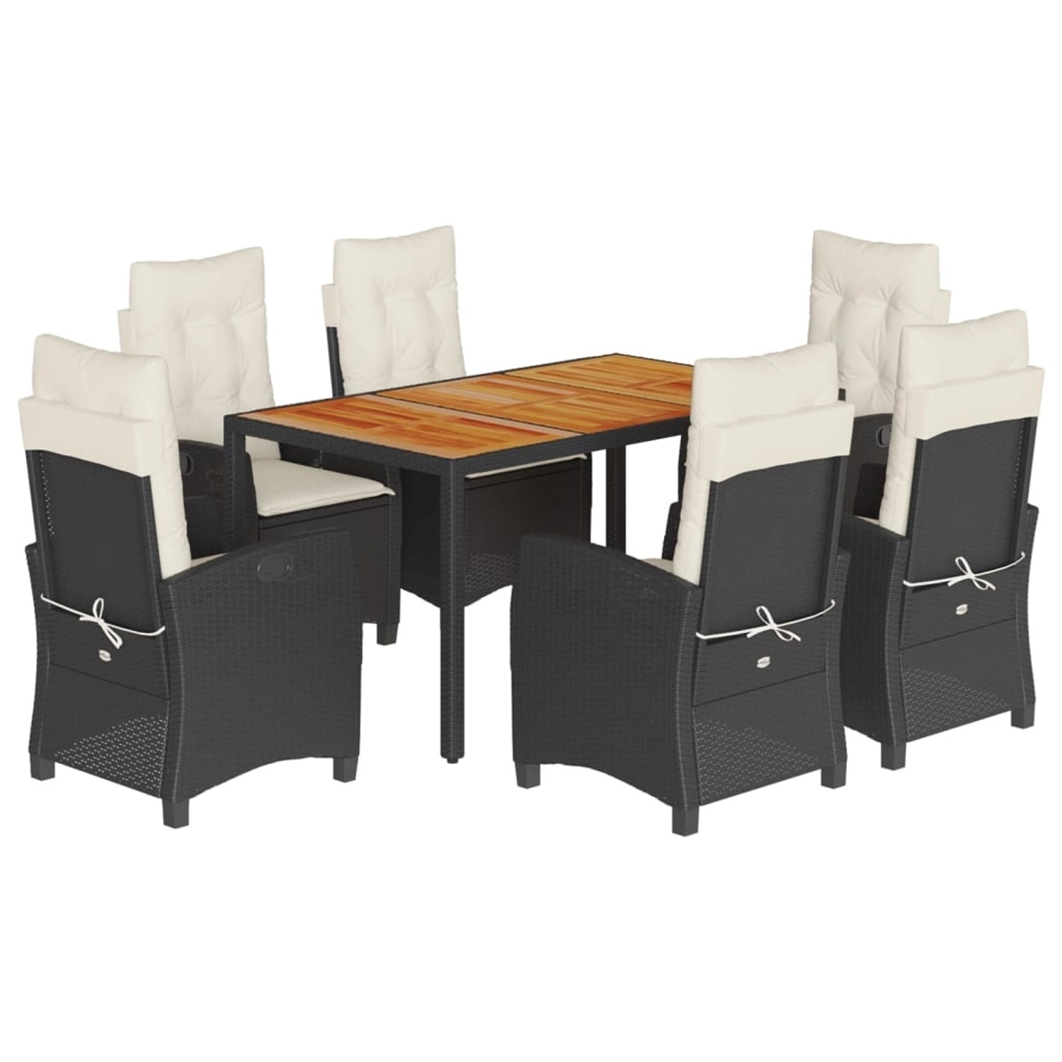 vidaXL 7-Tlg Garten-Essgruppe mit Kissen Schwarz Poly Rattan 3212658 günstig online kaufen