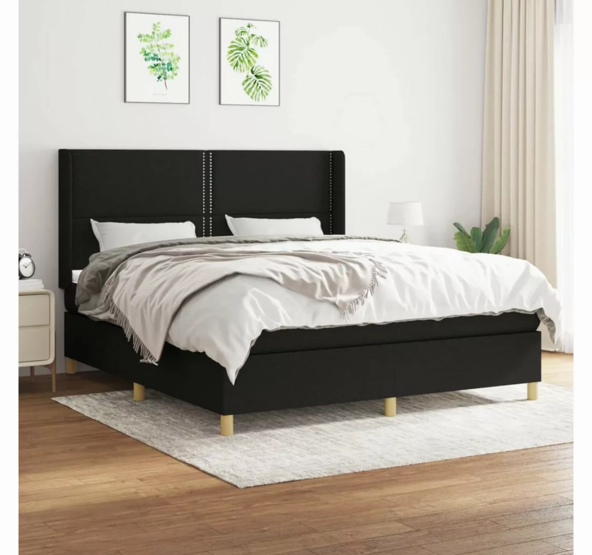 vidaXL Boxspringbett Boxspringbett mit Matratze Schwarz 180x200 cm Stoff Be günstig online kaufen