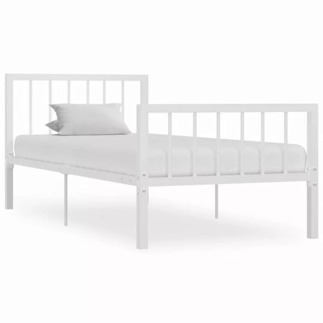 vidaXL Bett Bettgestell Weiß Metall 90×200 cm günstig online kaufen