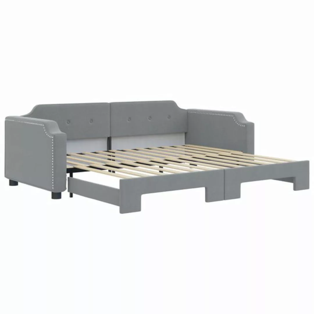 vidaXL Gästebett Gästebett Tagesbett Ausziehbar Hellgrau 90x200 cm Stoff Be günstig online kaufen