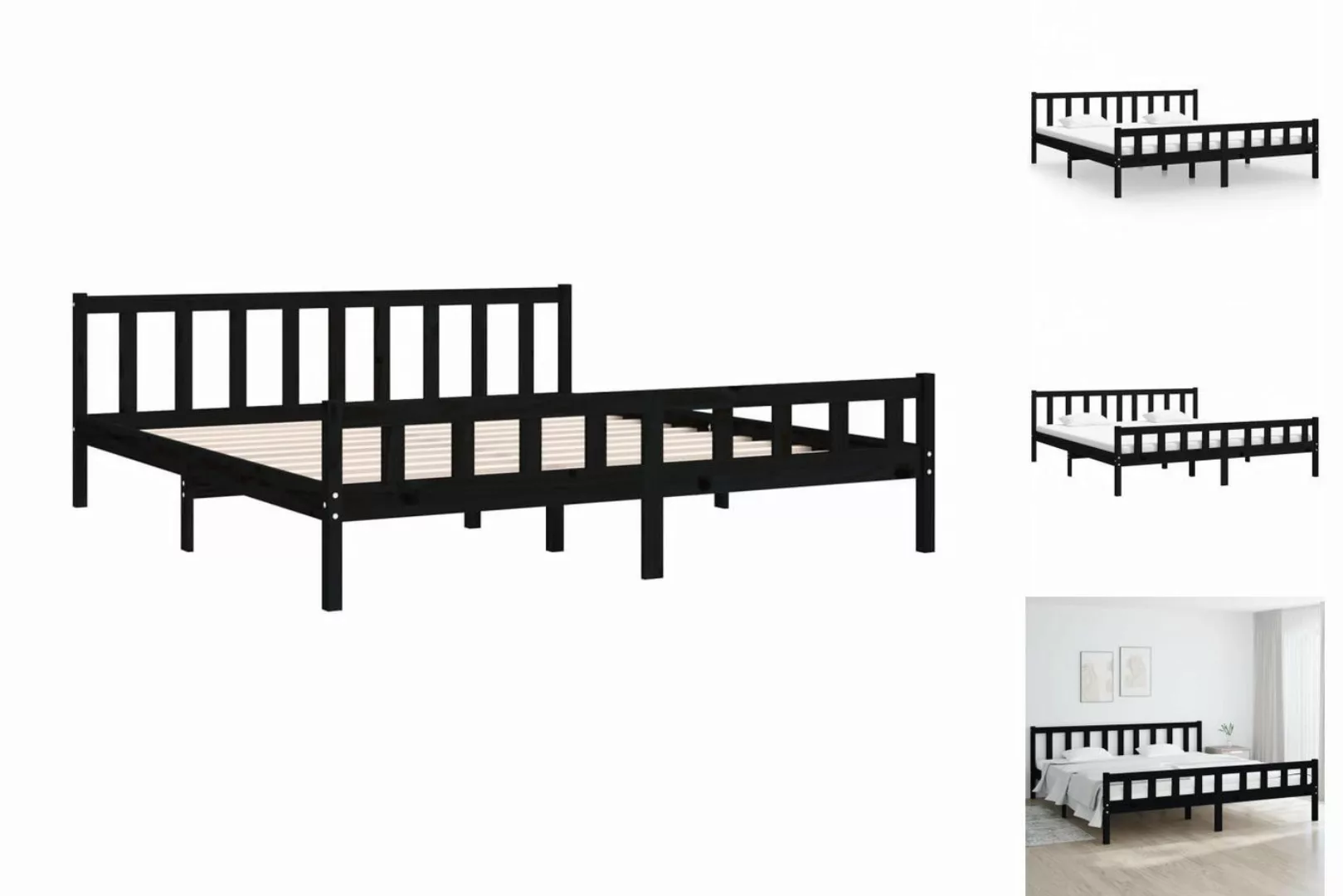 vidaXL Bettgestell Massivholzbett Schwarz 200x200 cm Bett Bettgestell Doppe günstig online kaufen