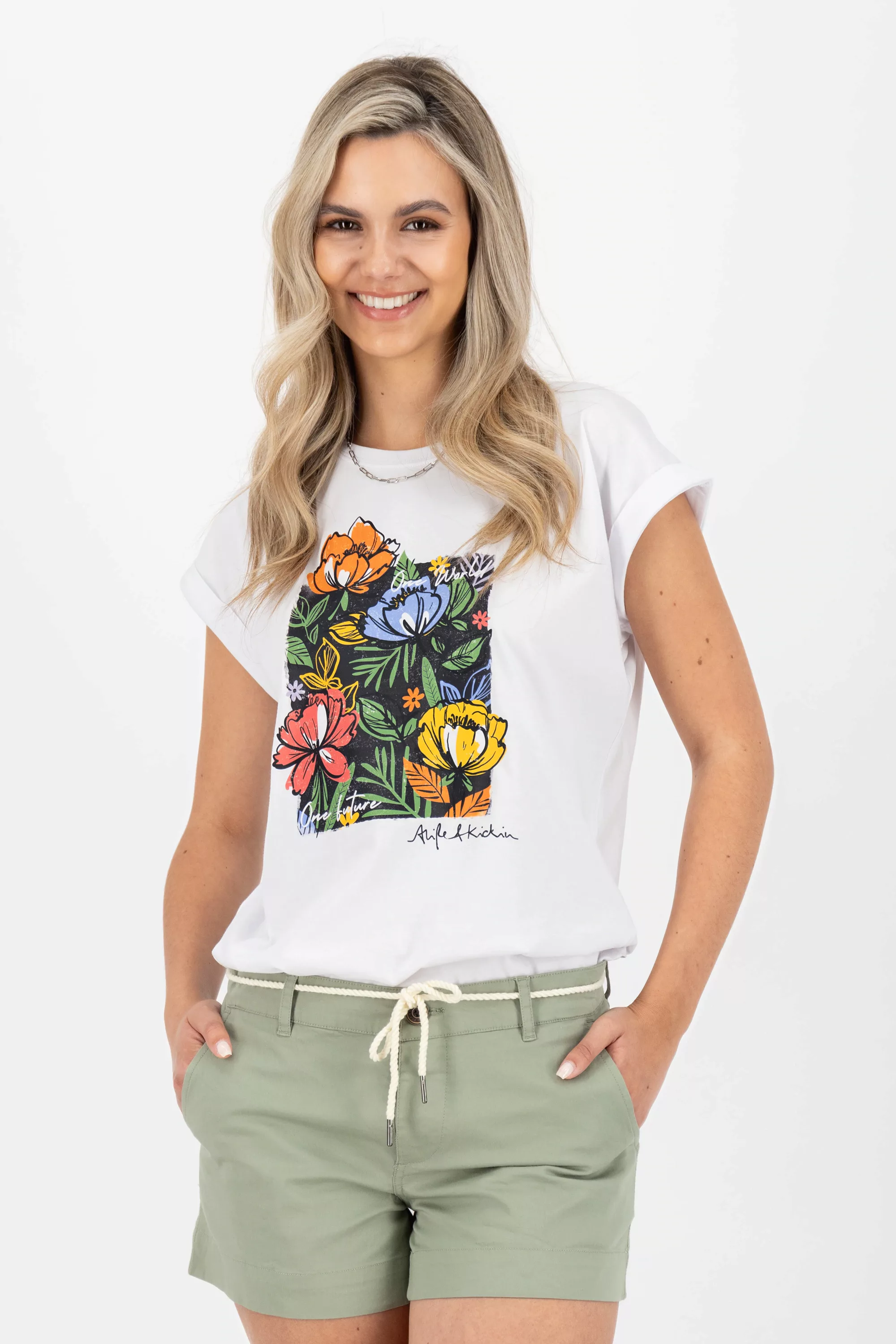 Alife & Kickin Rundhalsshirt "EnidAK P Shirt peonies Damen Shirt, T-Shirt" günstig online kaufen