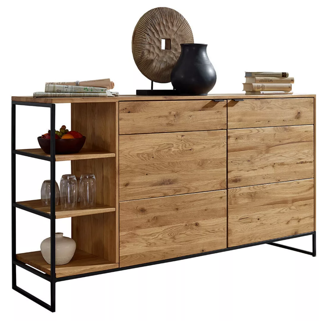 Sideboard 150 cm in Wildeiche massiv geölt WELLINGTON-69, B/H/T ca. 150/85/ günstig online kaufen