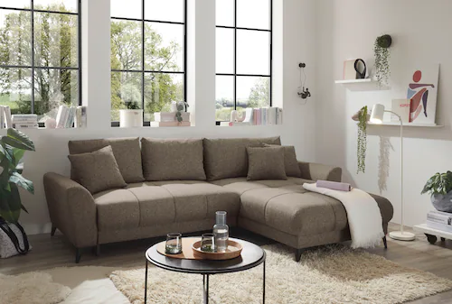 ED EXCITING DESIGN Ecksofa "Bern L-Form", mit Bettfunktion, Bettkasten & 3 günstig online kaufen