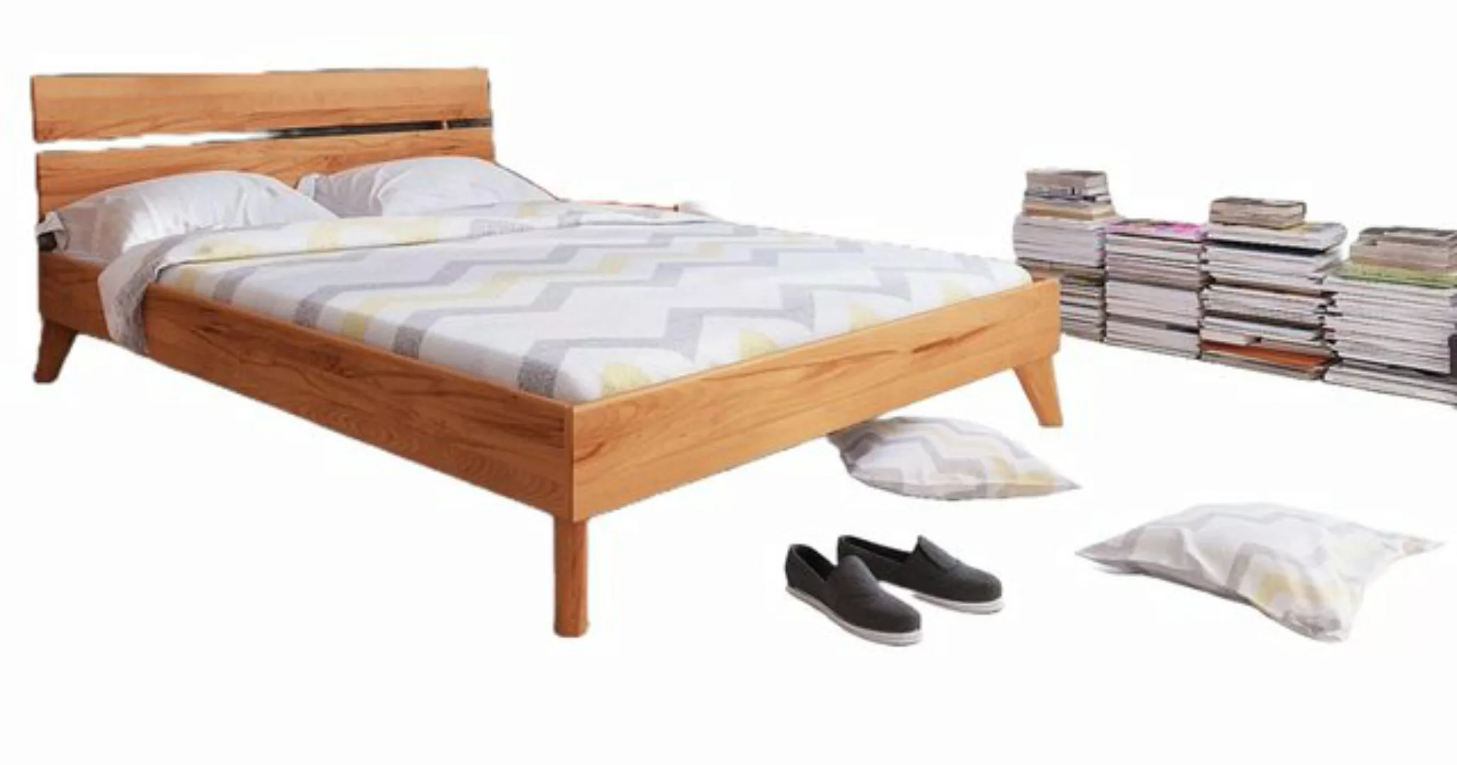 Natur24 Einzelbett Bett Gerg 2 Sonderlänge 120x190 Kernbuche Holzkopfteil u günstig online kaufen