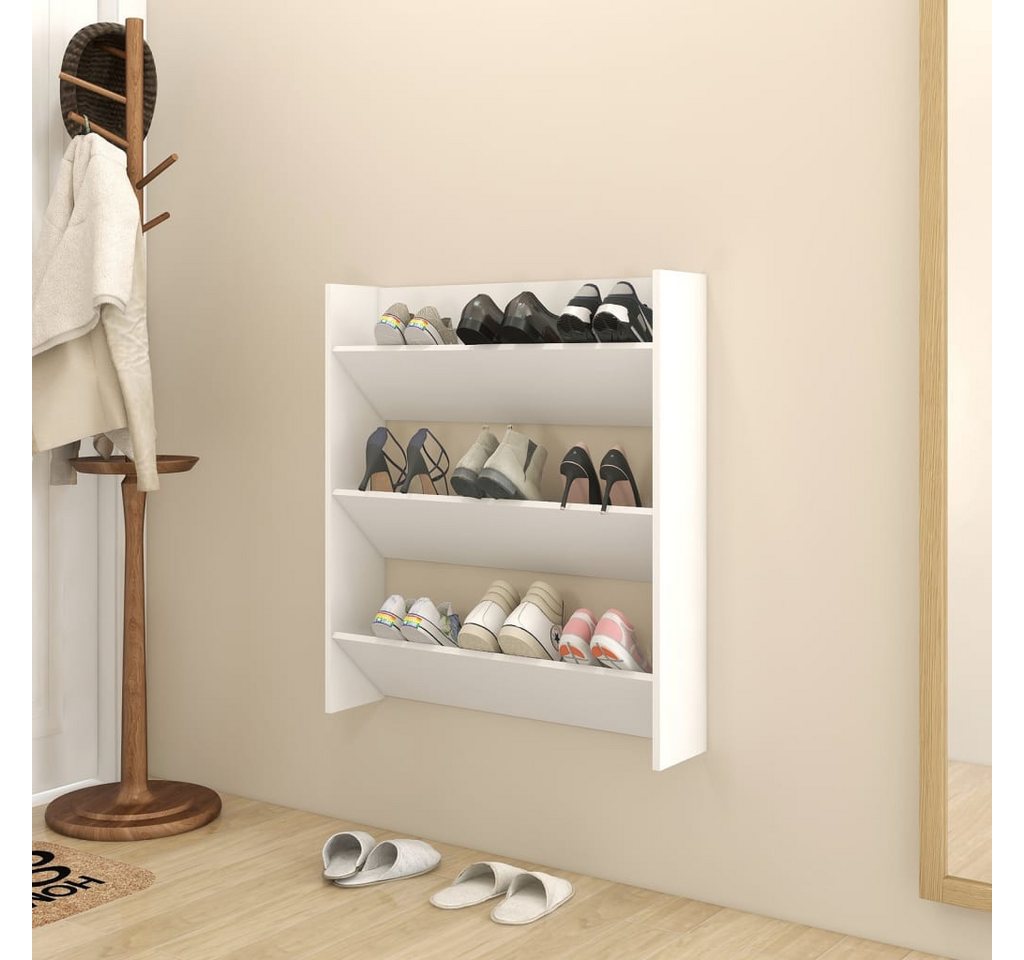 vidaXL Schuhschrank Wand-Schuhschrank Weiß 80x18x90 cm Spanplatte günstig online kaufen