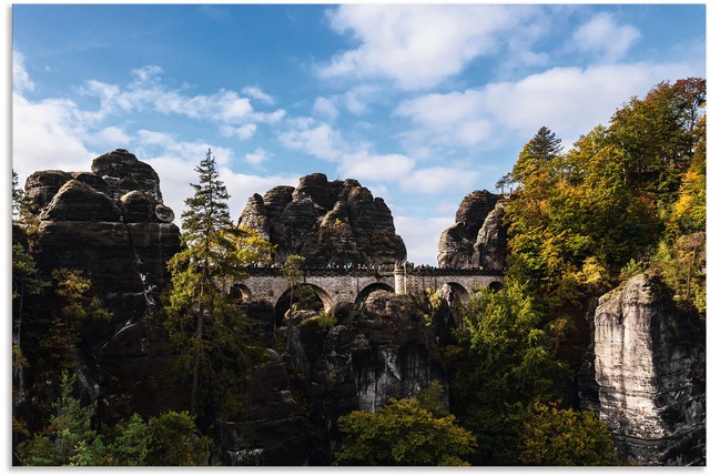 Artland Alu-Dibond-Druck »Bastei in der Sächsische Schweiz«, Berge & Alpenb günstig online kaufen