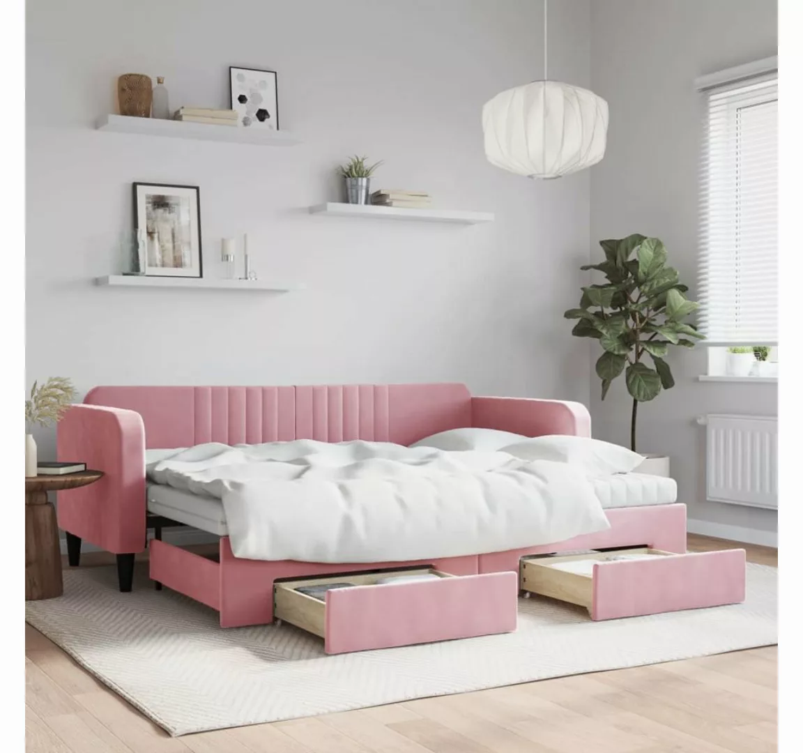 vidaXL Gästebett Gästebett Tagesbett Ausziehbar mit Schubladen Rosa 80x200 günstig online kaufen