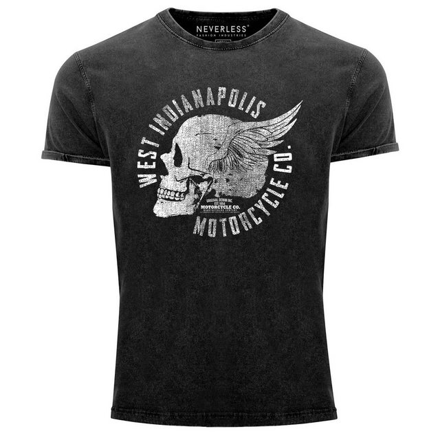 Neverless Print-Shirt Cooles Angesagtes Herren T-Shirt Vintage Totenkopf Sk günstig online kaufen