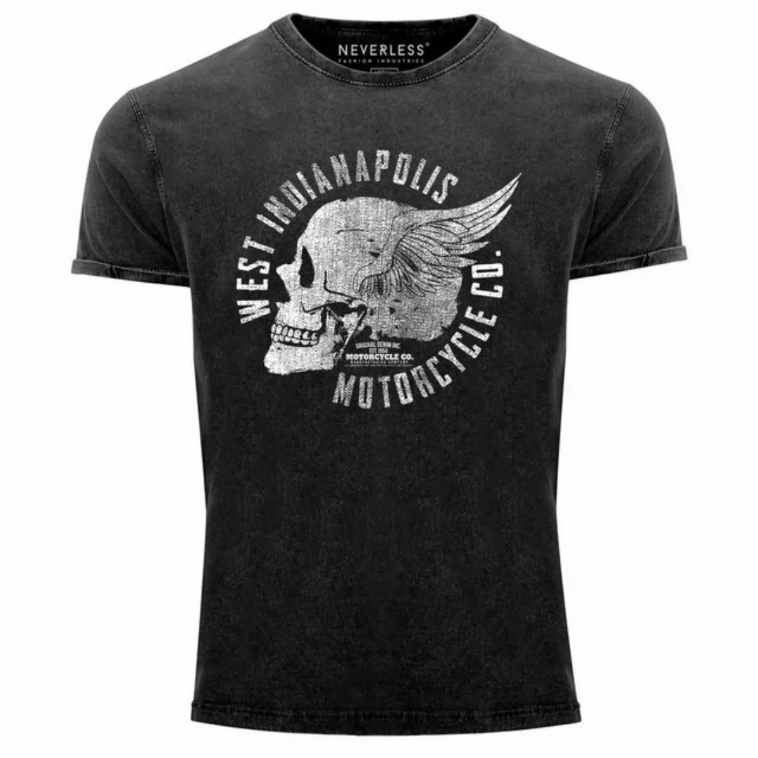 Neverless Print-Shirt Cooles Angesagtes Herren T-Shirt Vintage Totenkopf Sk günstig online kaufen