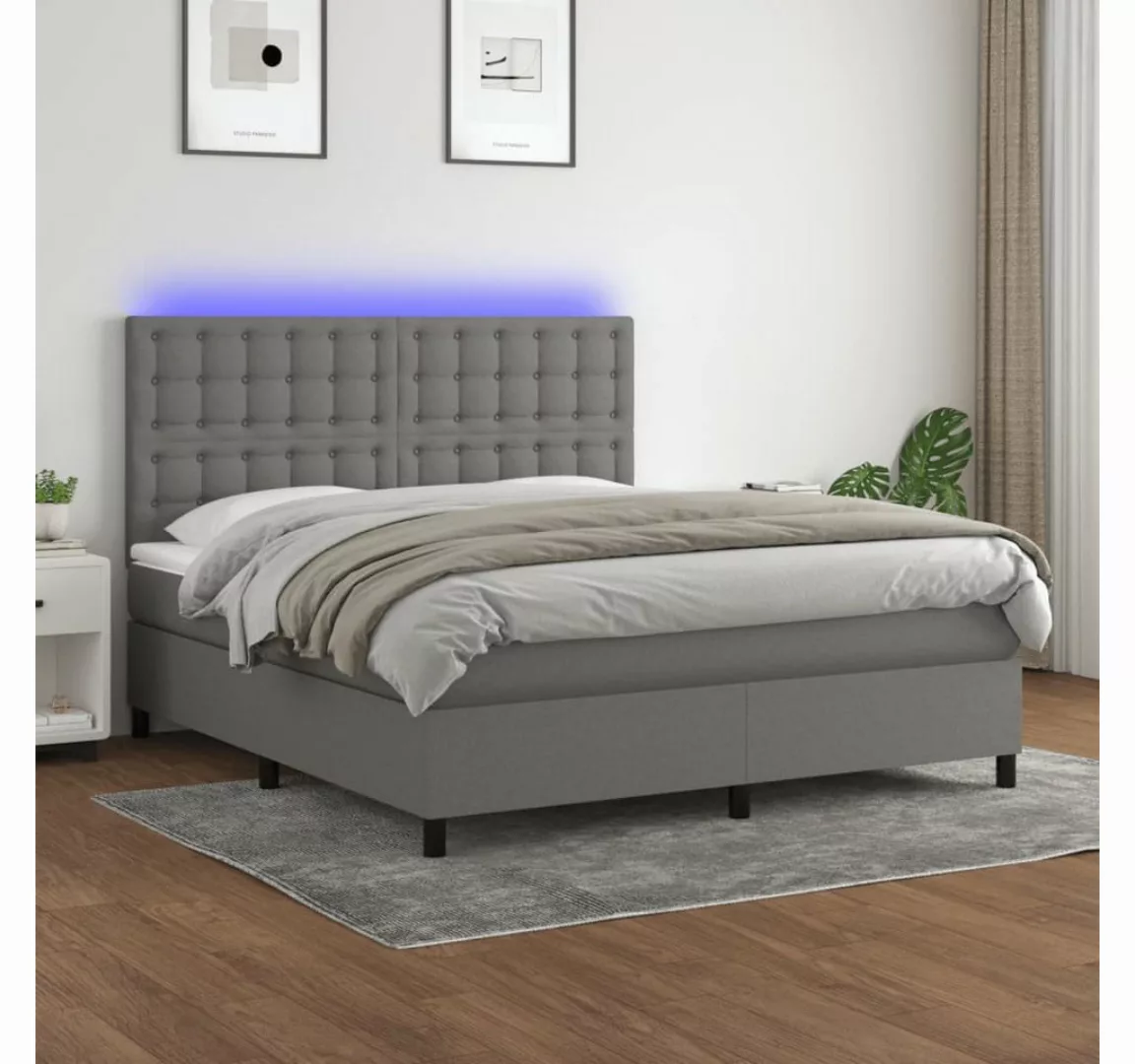 vidaXL Boxspringbett Boxspringbett mit Matratze LED Dunkelgrau 180x200 cm S günstig online kaufen