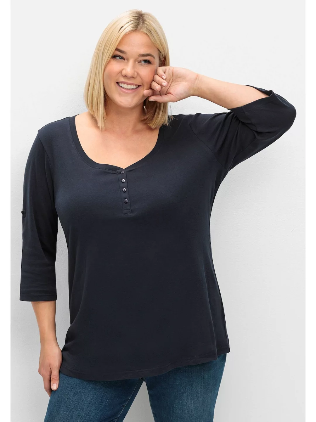 Sheego 3/4-Arm-Shirt "Große Größen", aus reiner Baumwolle günstig online kaufen