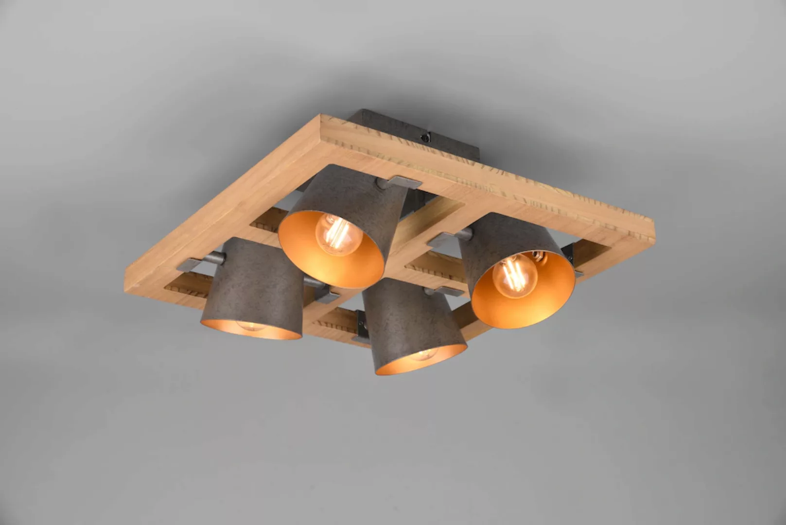 TRIO Leuchten Deckenleuchte »Bell«, mit Schirmen in Glocken-Optik, Holz-Nic günstig online kaufen