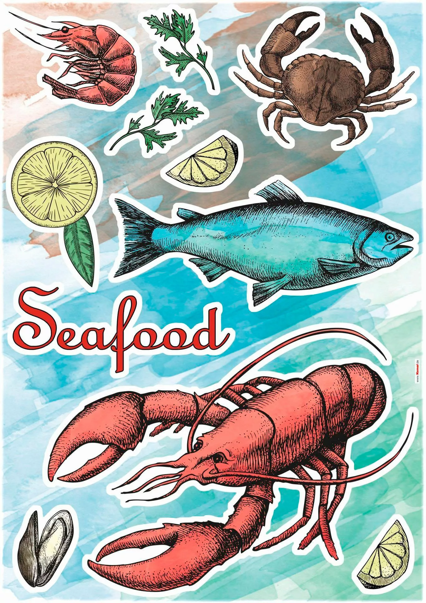 Komar Wandtattoo "Seafood", 50x70 cm (Breite x Höhe), selbstklebendes Wandt günstig online kaufen