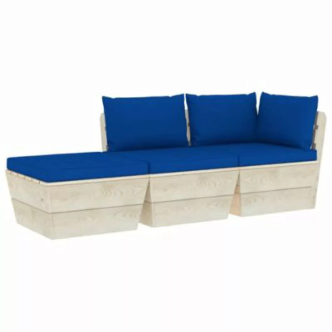 3-tlg. Garten-sofagarnitur Aus Paletten Mit Kissen Fichtenholz günstig online kaufen