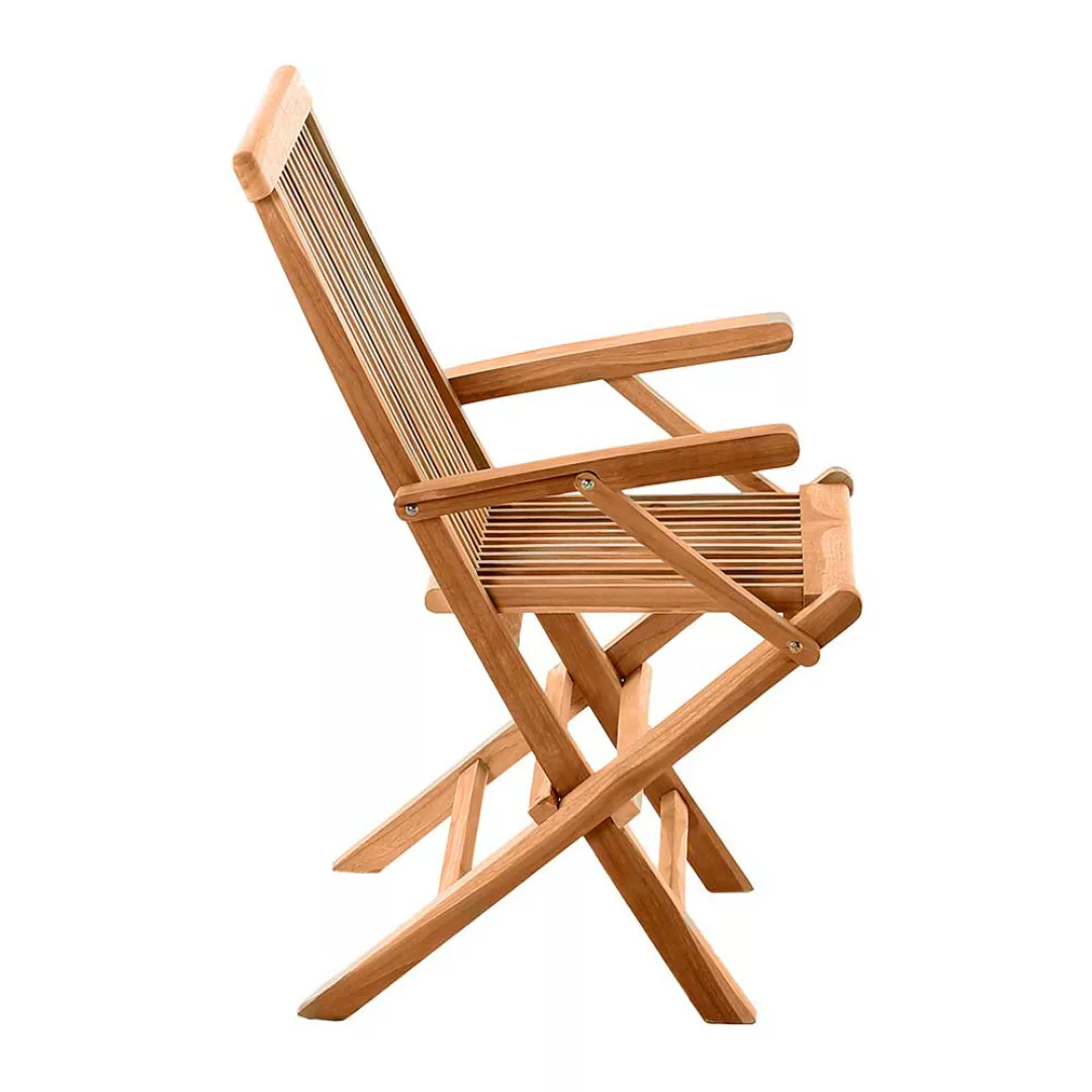 Garten Klappstühle aus Teak Massivholz 45 cm Sitzhöhe (2er Set) günstig online kaufen