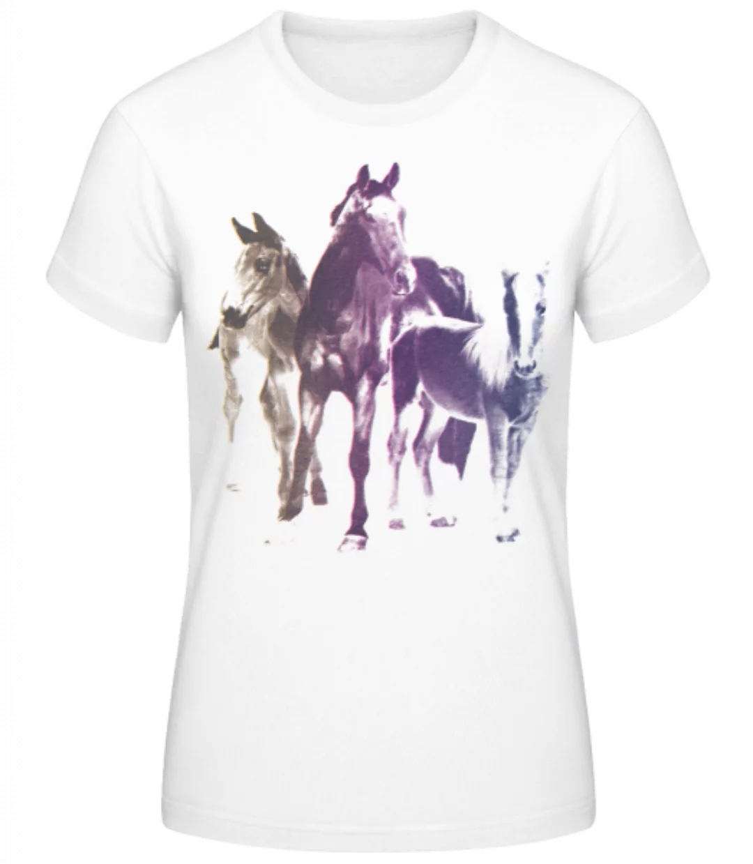 Polaroid Pferde · Frauen Basic T-Shirt günstig online kaufen