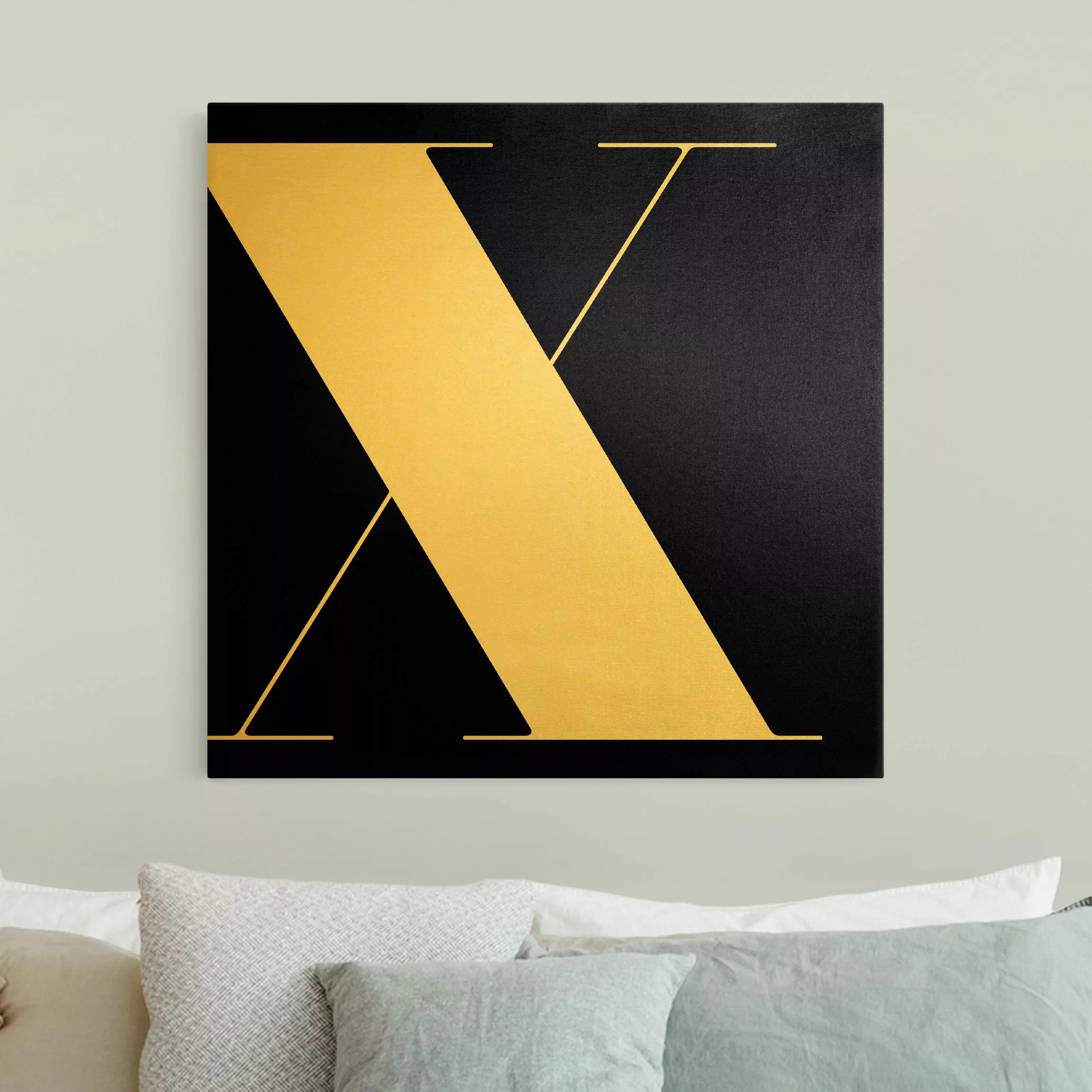 Leinwandbild Gold Antiqua Letter X Schwarz günstig online kaufen