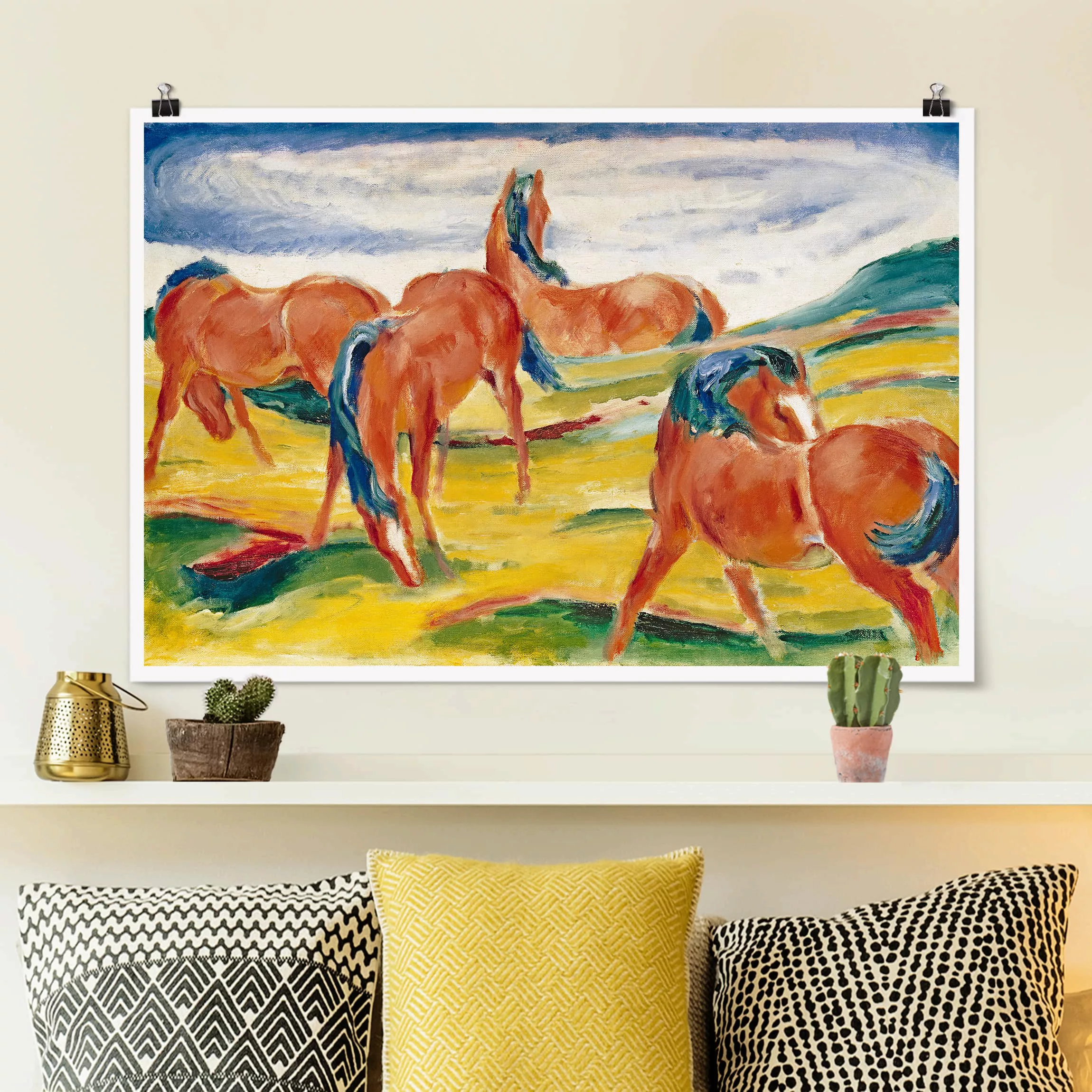 Poster - Querformat Franz Marc - Weidende Pferde günstig online kaufen