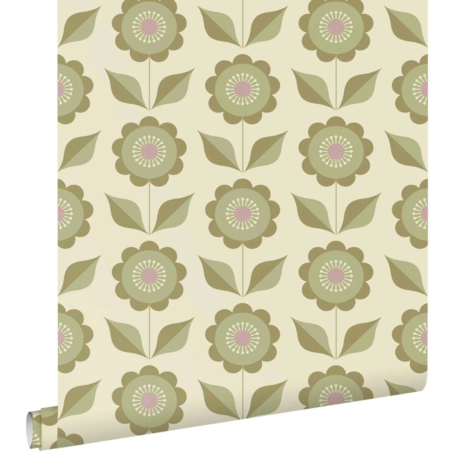 ESTAhome Tapete Blumen Graugrün 50 x 900 cm 130979 günstig online kaufen