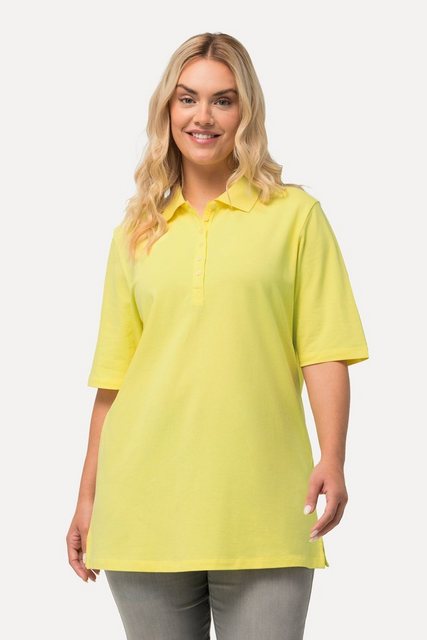 Ulla Popken Rundhalsshirt Poloshirt Piqué Polokragen Samt-Knopfleiste günstig online kaufen