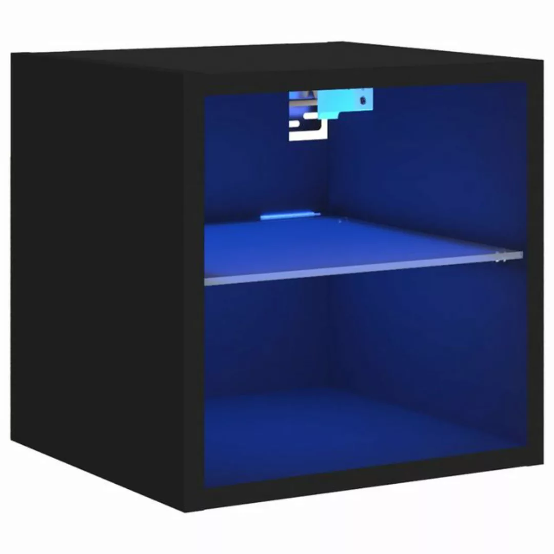 vidaXL Hängeschrank Wandschränke mit LED Leuchten 2 Stk Schwarz 30x28,5x30 günstig online kaufen