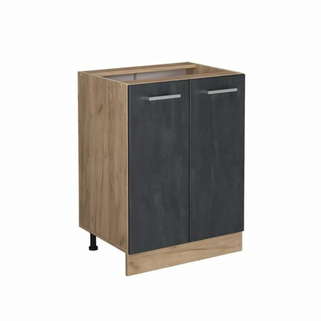 Vicco Unterschrank Küchenschrank R-Line 60 cm GKO Schwarz Beton günstig online kaufen