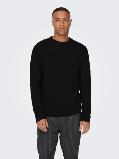 ONLY & SONS Strickpullover Design Pullover Geripptes Karo Strick Muster ONS günstig online kaufen