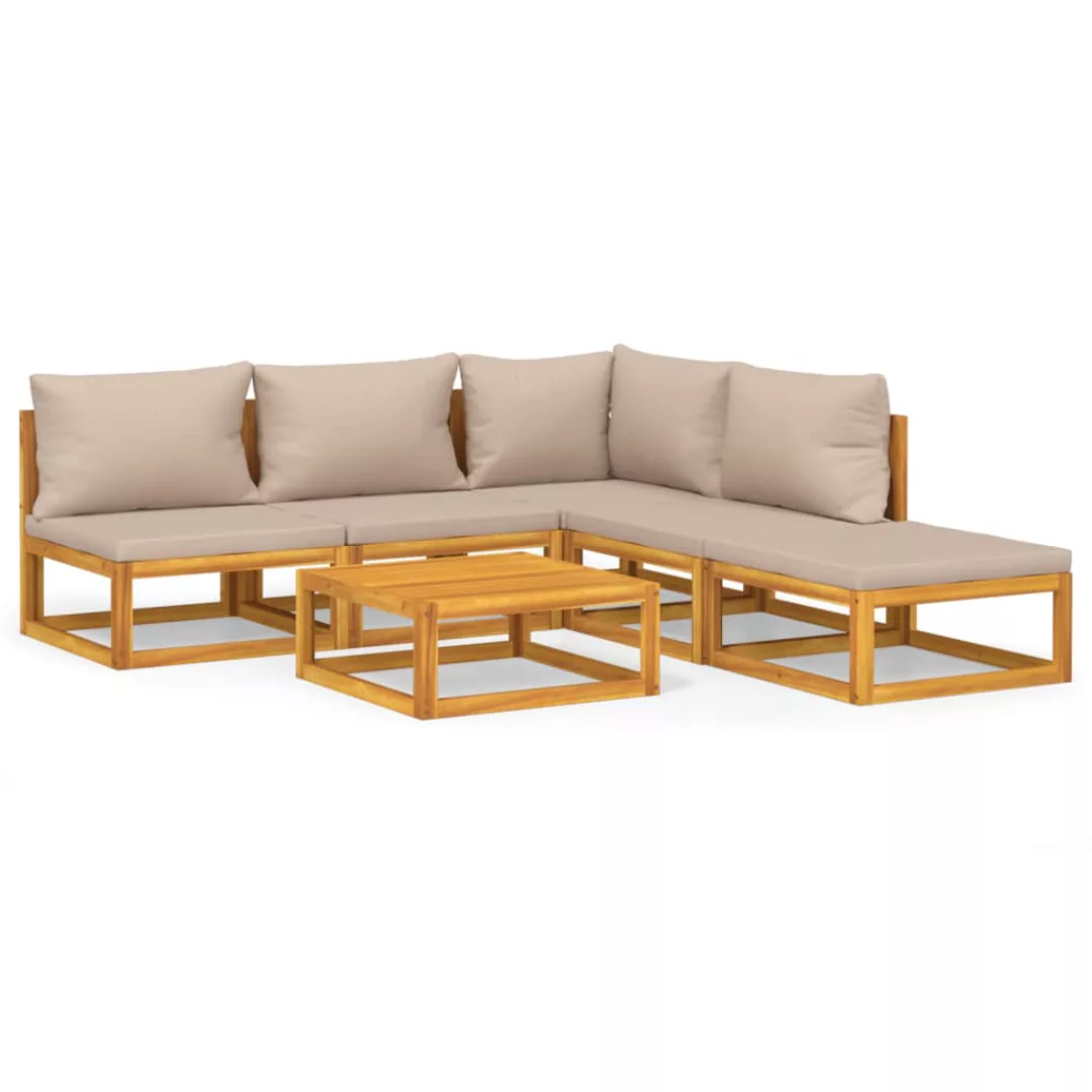 Vidaxl 6-tlg. Garten-lounge-set Mit Taupe Kissen Massivholz günstig online kaufen