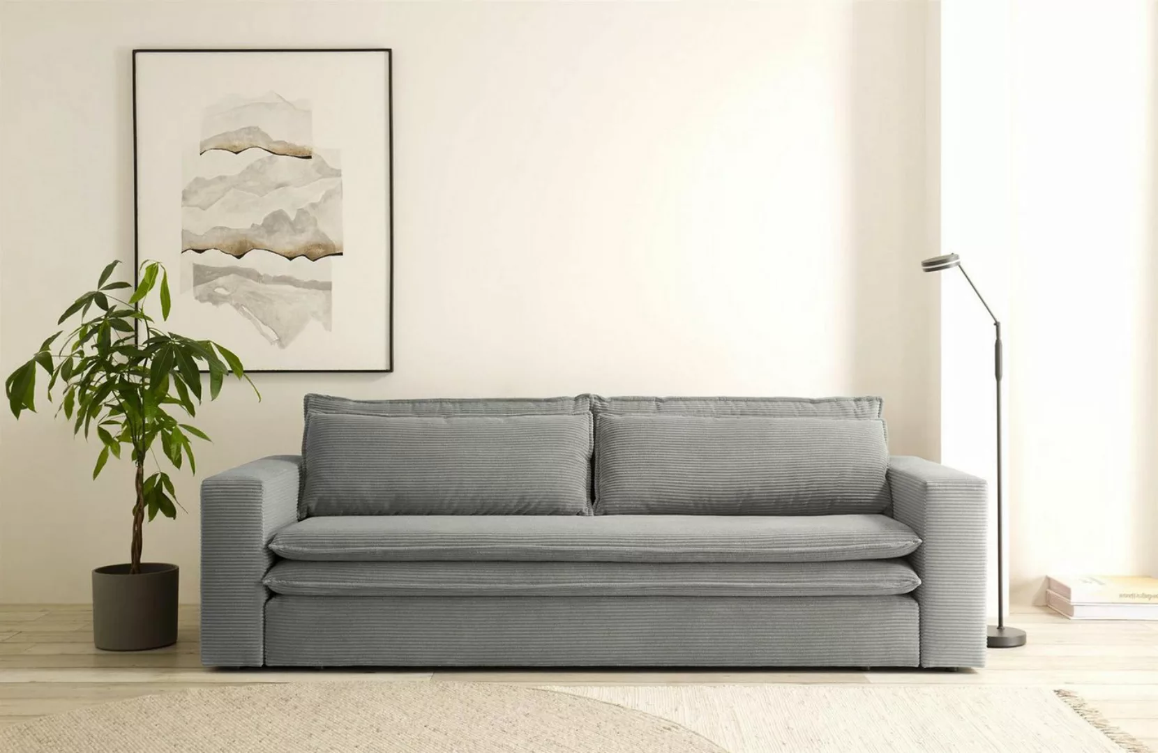 Design-Wohngalerie Sofa Couch Piagge 3 Sitzer inkl. Bettfunktion - Cordstof günstig online kaufen