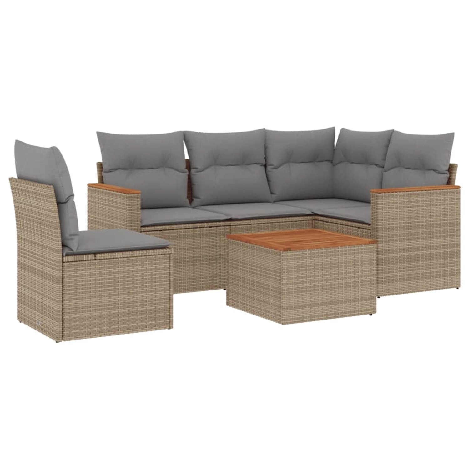 vidaXL 6-tlg Garten-Sofagarnitur mit Kissen Beige Poly Rattan Modell 304 günstig online kaufen