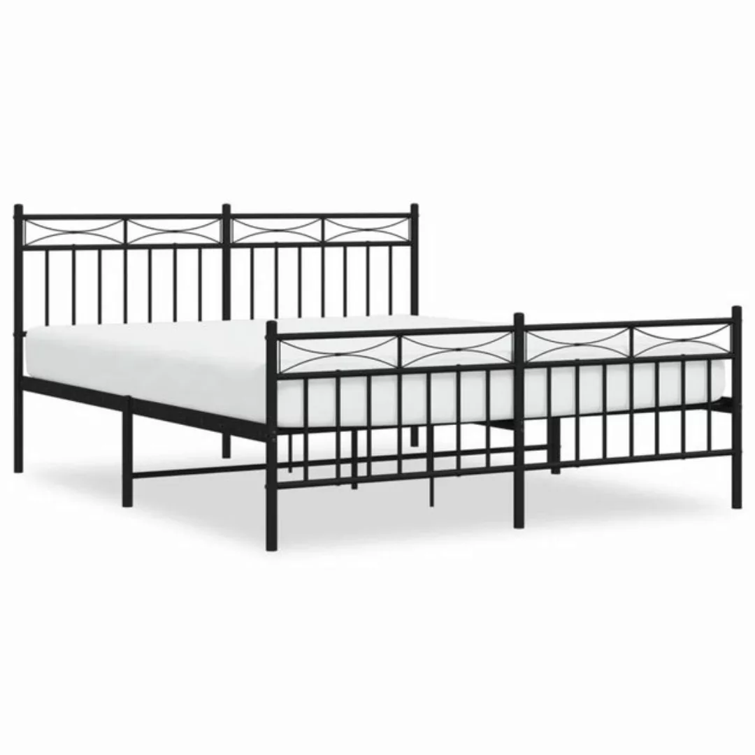 furnicato Bettgestell Metallbett ohne Matratze mit Fußteil Schwarz 160x200 günstig online kaufen