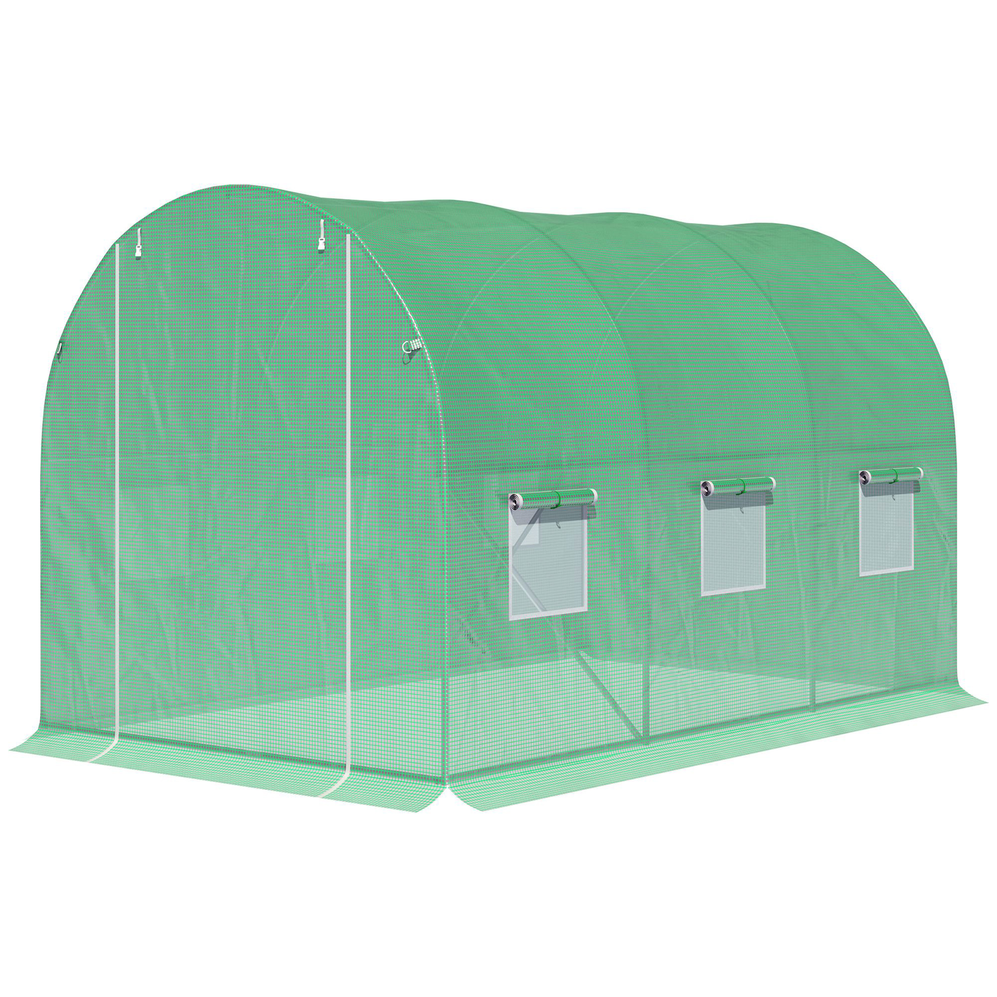 Outsunny Gewächshaus Tunnel Gartenfläche 6 m² 3L x 2B x 2H m Verstärkter Ro günstig online kaufen