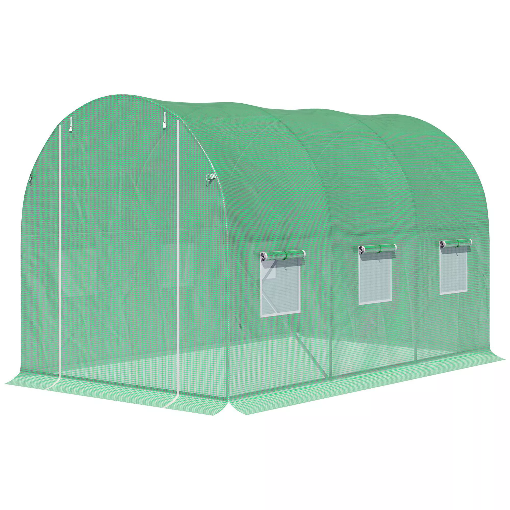 Outsunny Gewächshaus Tunnel Gartenfläche 6 m² 3L x 2B x 2H m Verstärkter Ro günstig online kaufen