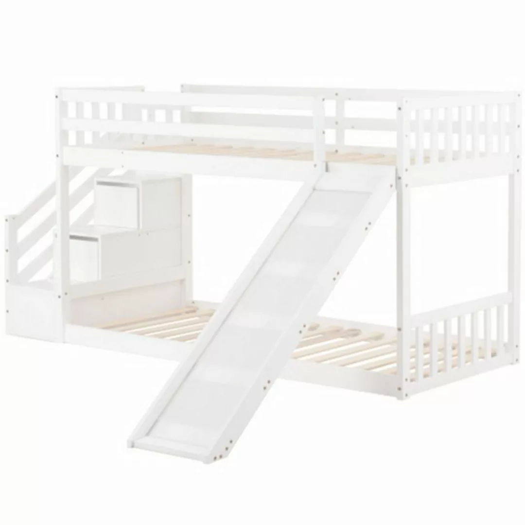 Celya Etagenbett Etagenbett mit Treppe und Rutsche,Kinderbett mit 2 Schubla günstig online kaufen