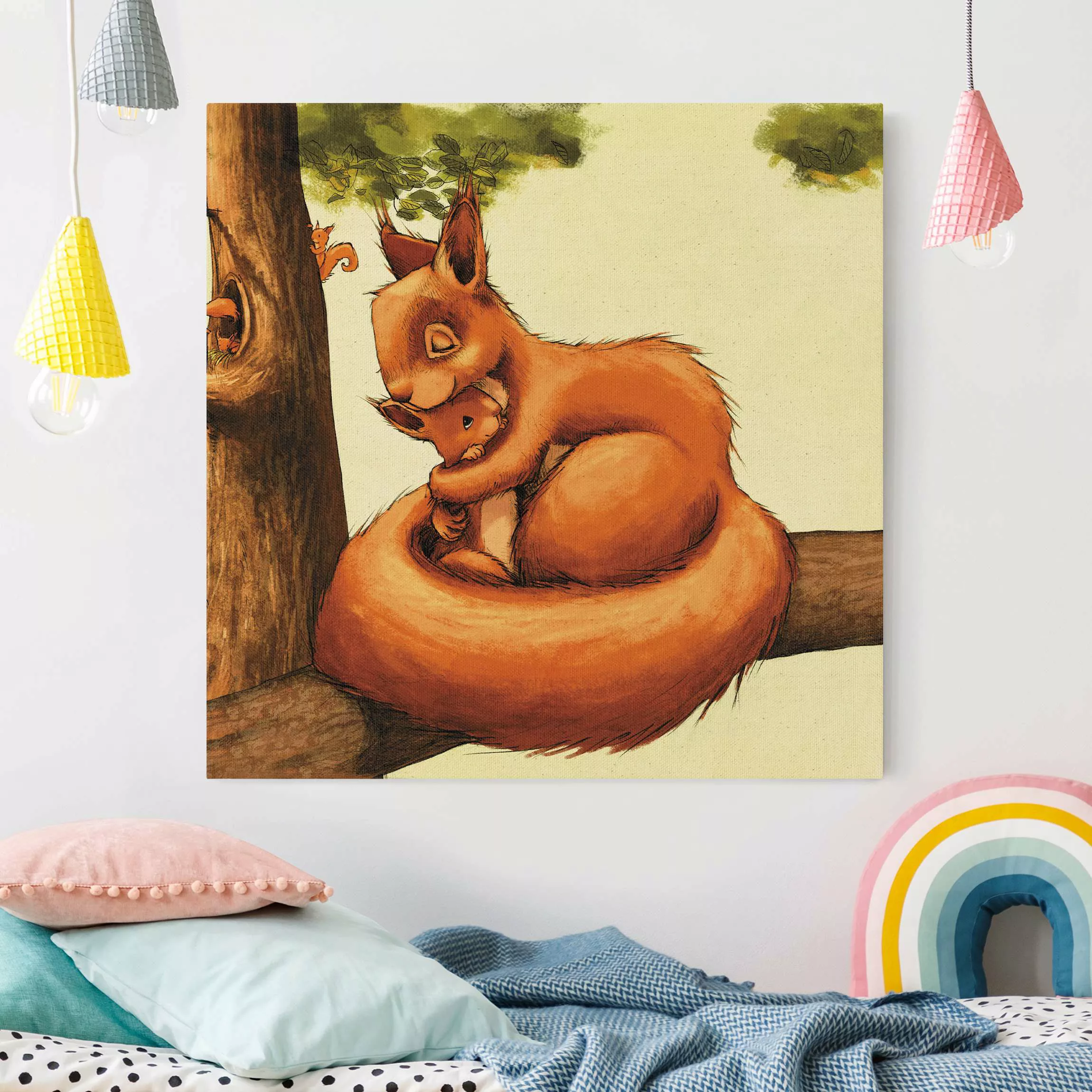 Leinwandbild auf Naturcanvas Einhörnchen Mama günstig online kaufen