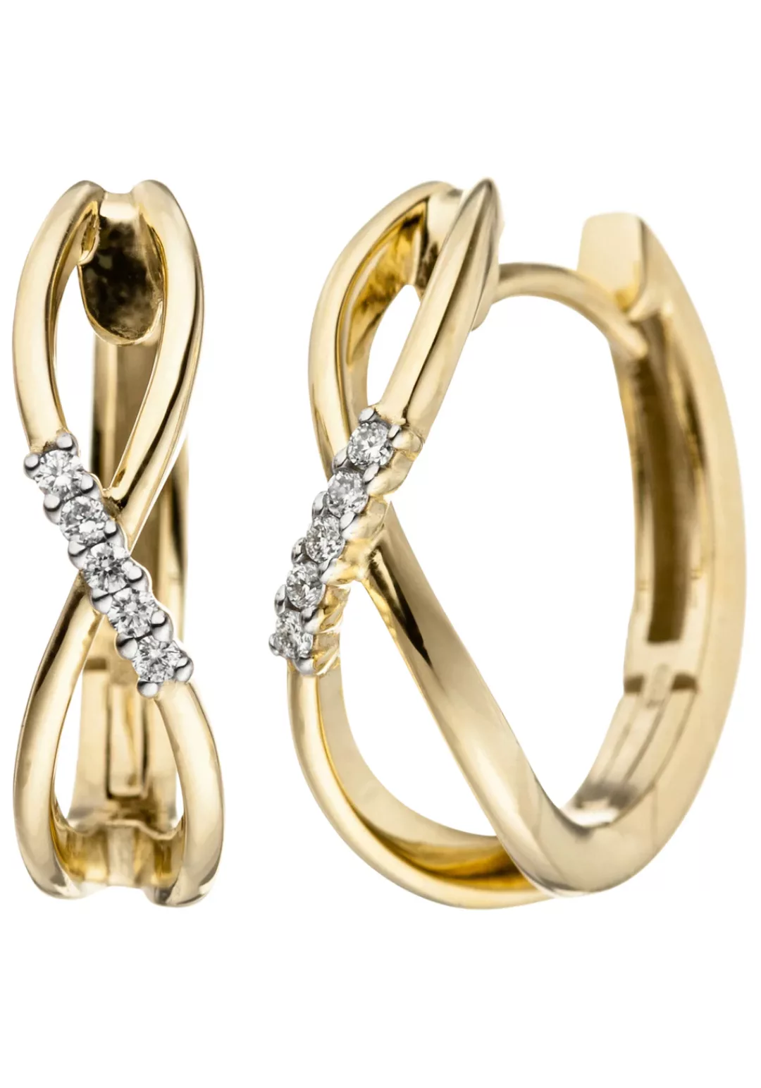 JOBO Paar Creolen, 585 Gold mit 10 Diamanten günstig online kaufen