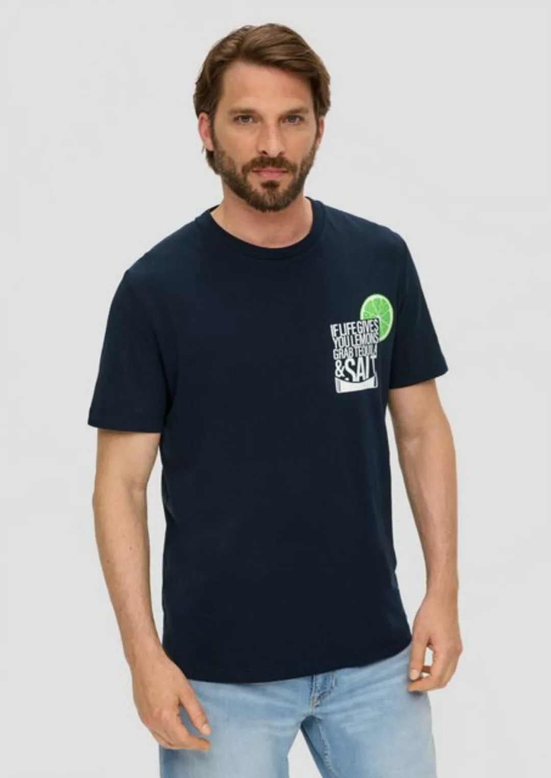 s.Oliver Kurzarmshirt Baumwoll-T-Shirt mit Frontprint Artwork günstig online kaufen