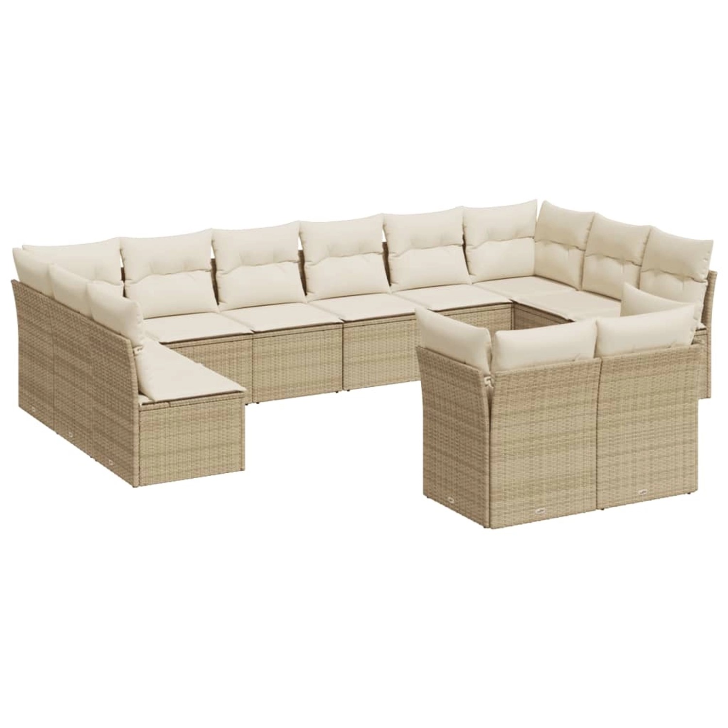 vidaXL 12-tlg Garten-Sofagarnitur mit Kissen Beige Poly Rattan Modell 4 günstig online kaufen