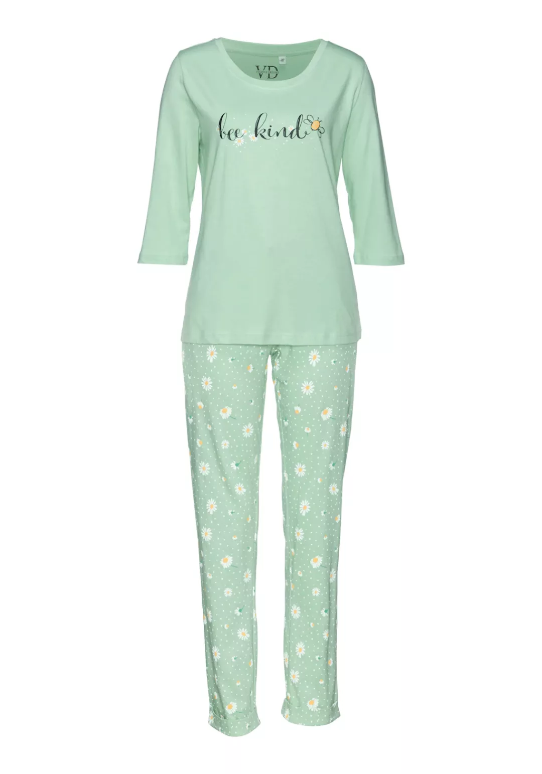 Vivance Dreams Pyjama, (2 tlg.), mit Gänseblümchen-Druck günstig online kaufen