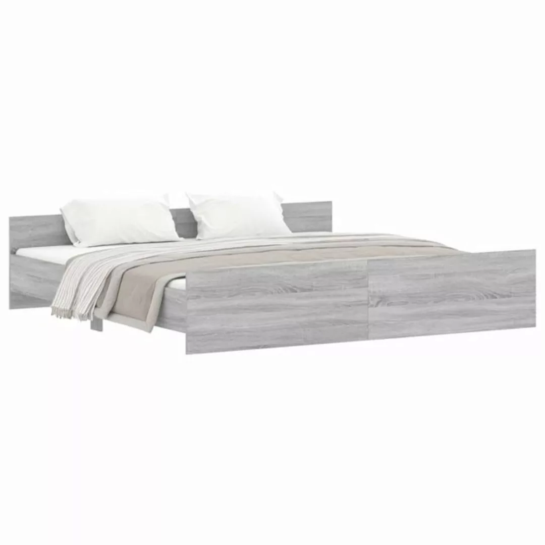 furnicato Bett Bettgestell mit Kopf- und Fußteil Grau Sonoma 180x200 cm günstig online kaufen
