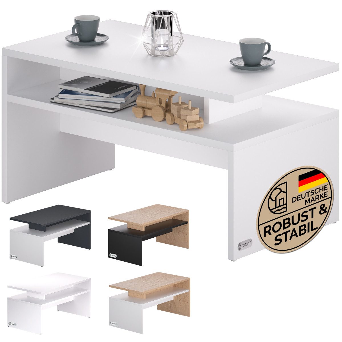 Casaria Couchtisch Sacramento, Holz Weiß mit günstig online kaufen