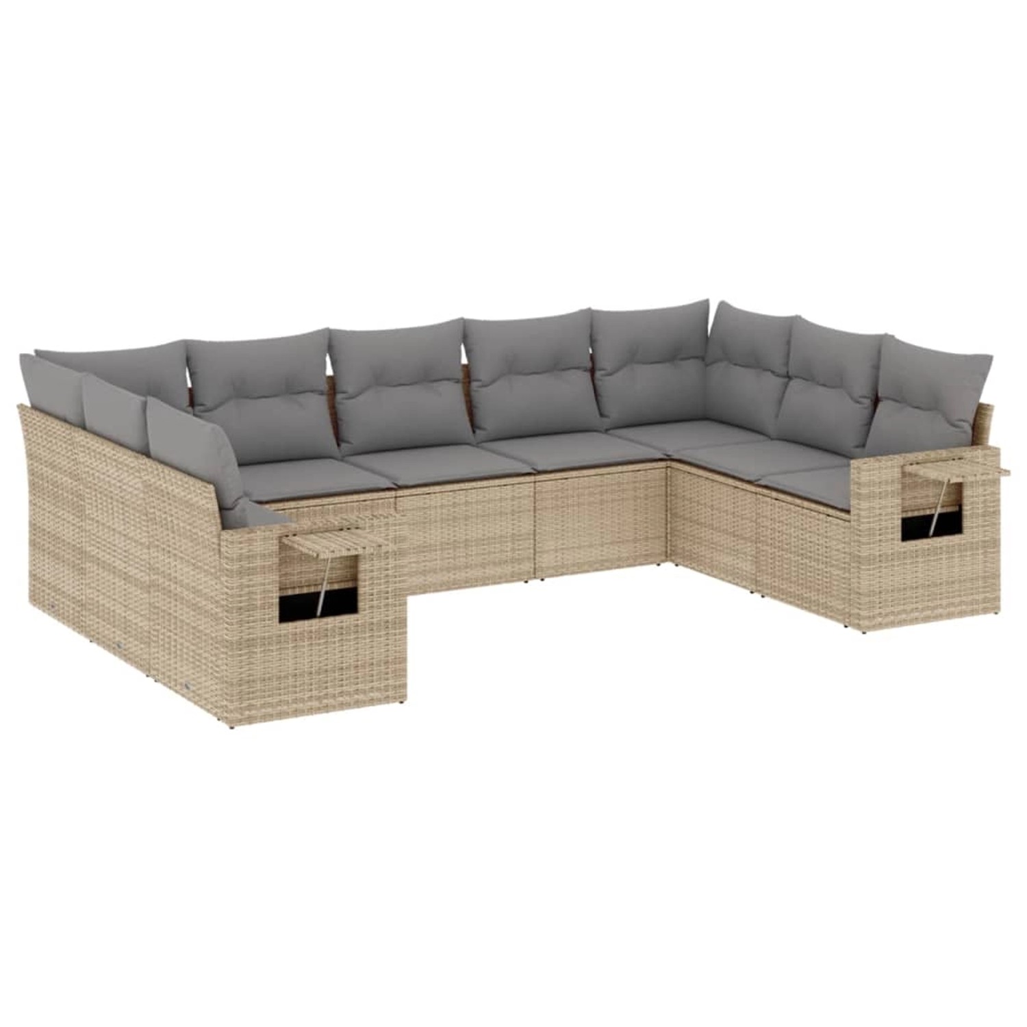vidaXL 9-Tlg Garten-Sofagarnitur mit Kissen Beige Poly Rattan 3252936 günstig online kaufen