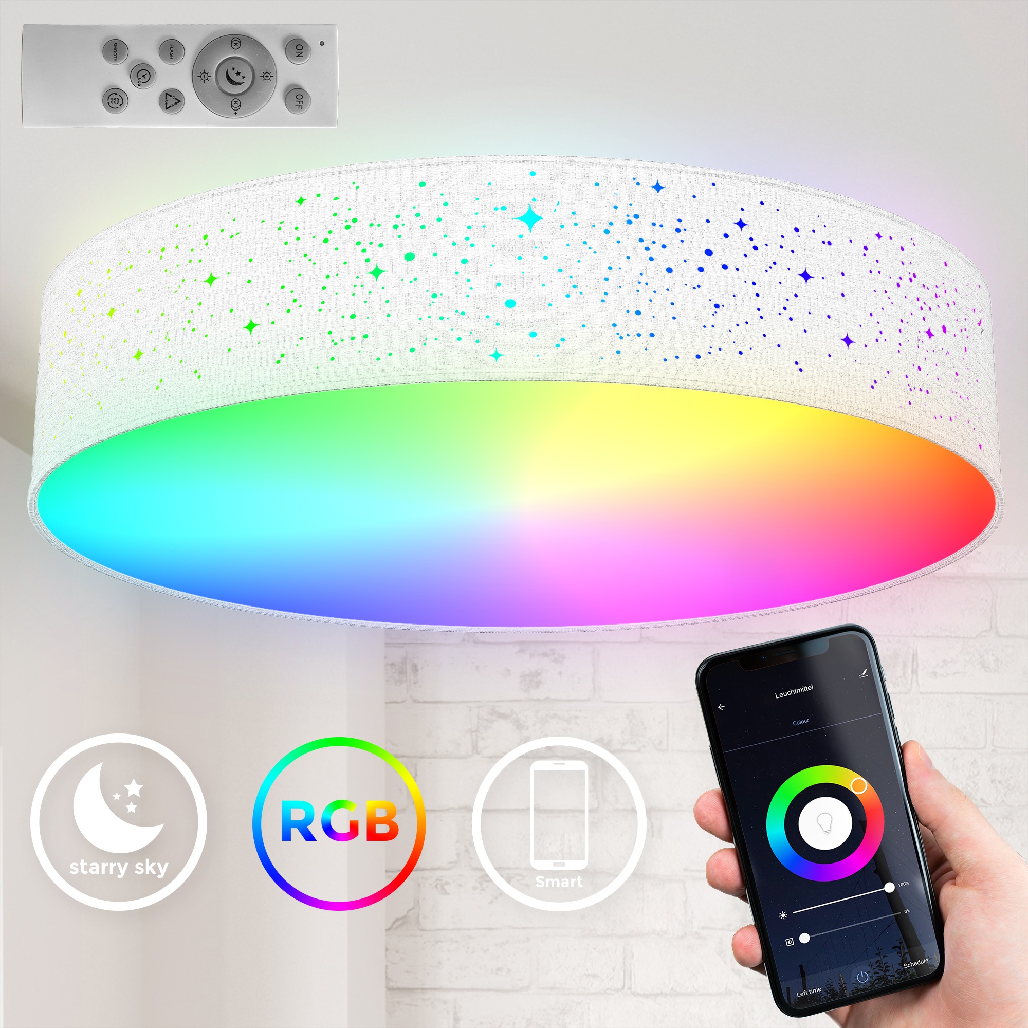 B.K.Licht LED Deckenleuchte »WiFi RGB-CCT Deckenlampe, APP-Steuerung, iOS+A günstig online kaufen